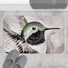 Hummingbird Green Black Ink Art Bath Mat Home Decor