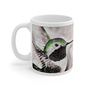 Hummingbird Green Black Ink Art Mug 11Oz