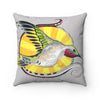 Hummingbird Grey Tribal Ink Art Square Pillow 14X14 Home Decor