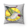 Hummingbird Grey Tribal Ink Art Square Pillow Home Decor