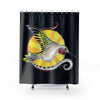 Hummingbird Ink Art Dark Bluish Black Shower Curtain 71X74 Home Decor