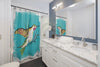 Hummingbird Ink Art Teal Shower Curtain Home Decor