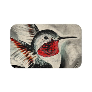 Hummingbird Red Black Ink Art Bath Mat 34 × 21 Home Decor