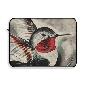 Hummingbird Red Black Ink Art Laptop Sleeve 15