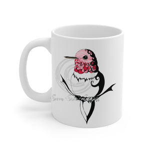 Hummingbird Red Black Tribal Ink Art Mug 11Oz