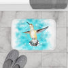 Hummingbird Sky Blue Watercolor Art Bath Mat Home Decor