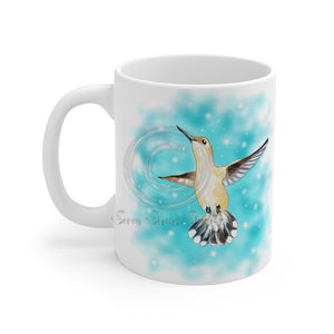 Hummingbird Sky Blue Watercolor Art Mug 11Oz