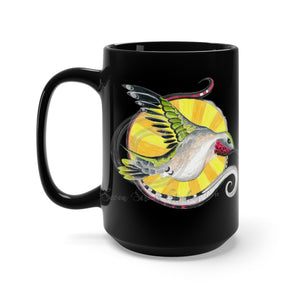 Hummingbird Sun Tribal Teal Black Mug 15Oz