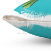 Hummingbird Teal Doodle Brushed Ink Art Square Pillow Home Decor