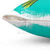 Hummingbird Teal Green Doodle Brushed Ink Art Square Pillow Home Decor
