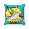 Hummingbird Teal Tribal Ink Art Square Pillow Home Decor