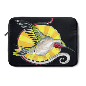 Hummingbird Tribal Dark Indigo Ink Art Laptop Sleeve 13