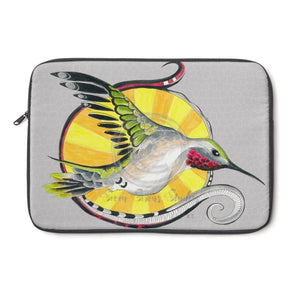 Hummingbird Tribal Grey Ink Art Laptop Sleeve 13