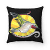 Hummingbird Tribal Sun Black Square Pillow 14X14 Home Decor