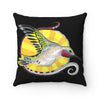 Hummingbird Tribal Sun Black Square Pillow Home Decor