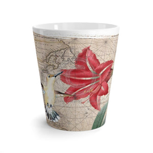 Hummingbird Vintage Map Amaryllis Latte Mug 12Oz Mug