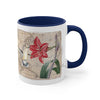 Hummingbird Vintage Map Red Amaryllis Floral On White Art Accent Coffee Mug 11Oz