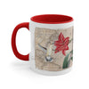 Hummingbird Vintage Map Red Amaryllis Floral On White Art Accent Coffee Mug 11Oz /