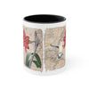 Hummingbird Vintage Map Red Amaryllis Floral On White Art Accent Coffee Mug 11Oz Black /
