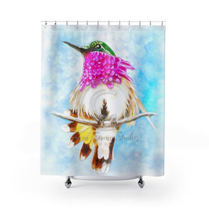 Hummingbird Watercolor Ink Art Shower Curtain 71 X 74 Home Decor
