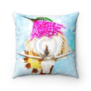 Hummingbird Watercolor Ink Square Pillow 14 X Home Decor