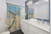 Hummingbird Woodblock Style Shower Curtain Home Decor