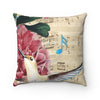 Hummingbirds Pink Peony Music Art Square Pillow 14 × Home Decor
