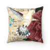 Hummingbirds Pink Peony Music Art Square Pillow Home Decor