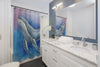 Humpback Whale Air Bubbles Blue Pink Watercolor Art Shower Curtain Home Decor