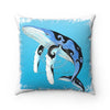 Humpback Whale Blue Tribal Doodle Ink Square Pillow Home Decor