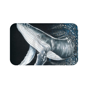 Humpback Whale Bubbles Ink Bath Mat 34 × 21 Home Decor