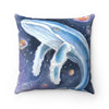 Humpback Whale Cosmic Watercolor Square Pillow 14X14 Home Decor
