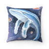 Humpback Whale Cosmic Watercolor Square Pillow Home Decor