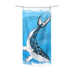 Humpback Whale Doodle Ink Blue Brushed Watercolor Art Polycotton Towel Beach 36X72 Home Decor