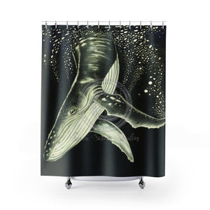 Humpback Whale Green Ink Art Shower Curtains 71 × 74 Home Decor