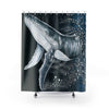 Humpback Whale Ii Blue Ink Art Shower Curtains 71 × 74 Home Decor