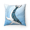 Humpback Whale Ink Tribal Watercolor Art Square Pillow Home Decor