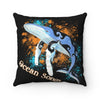 Humpback Whale Ocean Song Black Square Pillow Home Decor