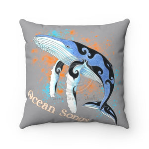 Humpback Whale Ocean Song Grey Square Pillow 14 × Home Decor