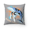 Humpback Whale Ocean Song Grey Square Pillow Home Decor