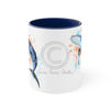 Humpback Whale Tribal Color Splash Ink Art Accent Coffee Mug 11Oz Navy /