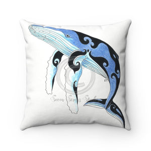 Humpback Whale Tribal Doodle Ink Square Pillow 14X14 Home Decor