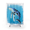Humpback Whale Tribal Ink Art Blue Shower Curtains 71X74 Home Decor