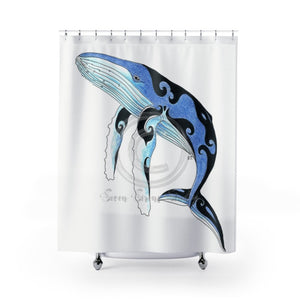 Humpback Whale Tribal Ink Art Shower Curtains 71X74 Home Decor