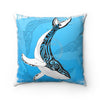 Humpback Whale Tribal Tattoo Blue Square Pillow 14X14 Home Decor