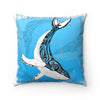 Humpback Whale Tribal Tattoo Blue Square Pillow Home Decor