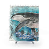 Humpback Whale Vintage Map Watercolor Shower Curtain 71 × 74 Home Decor