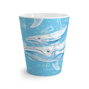 Humpback Whales Blue Vintage Map White Latte Mug 12Oz Mug