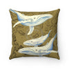 Humpback Whales Family Brown Watercolor Square Pillow 14X14 Home Decor