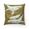 Humpback Whales Family Brown Watercolor Square Pillow Home Decor